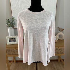 Eileen Fisher Soft Pink Beautiful Sideslip LS Top Linen/Organic Cotton blend.